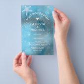 Modern blauw Zee zomer bruiloft programma Flyer (Hand)