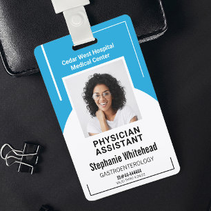 Modern Blauw Ziekenhuis Medisch Personeel Foto ID- Badge