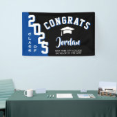 Modern Blauw Zwart Afstuderen Klasse van 2025 Part Spandoek (Beurs)