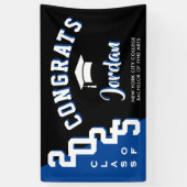 Modern Blauw Zwart Afstuderen Klasse van 2025 Part Spandoek (Verticaal)