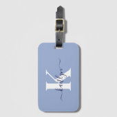Modern Blauwe Monogram Bagagelabel (Voorkant (verticaal))
