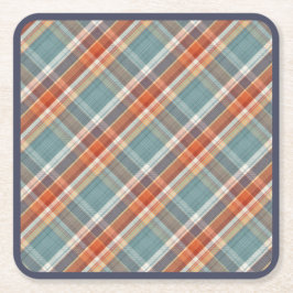 Modern Blauwgroen donkerblauw Oranje wit speldenkp Vierkante Kartonnen Onderzetter