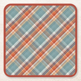 Modern Blauwgroen donkerblauw Oranje wit speldenkp Vierkante Kartonnen Onderzetter