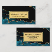 Modern Blauwgroen en goudmarmer design, Visitekaartje (Voorkant / Achterkant)