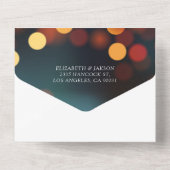 Modern Blauwgroen Gold Bokeh String Lights Wedding All In One Uitnodiging (Achterkant)