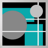 Modern Blauwgroen grijs zwart wit - MS0001 Canvas Poster (Voorkant)
