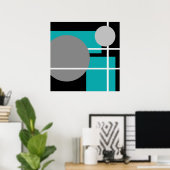 Modern Blauwgroen grijs zwart wit - MS0001 Canvas Poster (Thuiskantoor)