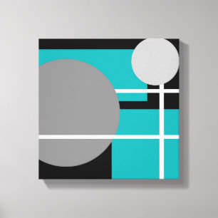 Modern Blauwgroen Grijs Zwart Wit - Verpakt Canvas Afdruk