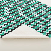 Modern Blauwgroen Groen Zwart Chevron Pattern Sherpa Deken (3/4)