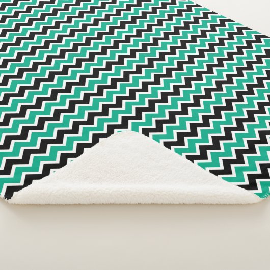 Modern Blauwgroen Groen Zwart Chevron Pattern Sherpa Deken (3/4)