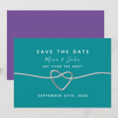 Modern Blauwgroen huwelijk Save The Date (Voorkant / Achterkant)