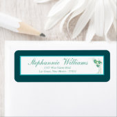 Modern Blauwgroen Peacock Bruiloft Retouradres Lab Etiket (Insitu)