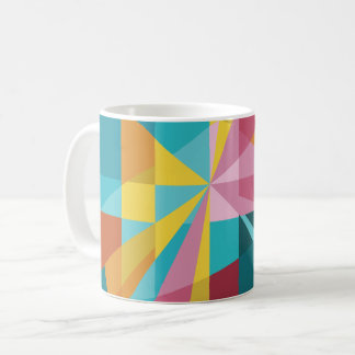Modern Blauwgroen, roze, geel geometrisch design_A Koffiemok