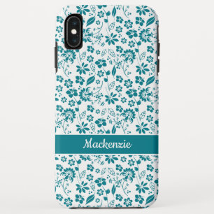 Modern Blauwgroen Turquoise Tropical Floral Patter iPhone XS Max Hoesje