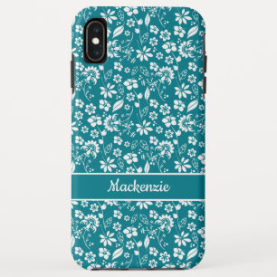 Modern Blauwgroen Turquoise Tropical Floral Patter iPhone XS Max Hoesje