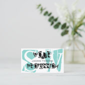 Modern Blauwgroen wit en zwart met Initialen stijl Visitekaartje (Staand voorkant)