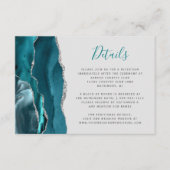 Modern Blauwgroen zilveren agaat grijs bruiloft de Informatiekaartje (Voorkant)