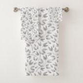 Modern Bleek grijs en wit lederen patroon Bad Handdoek (Insitu)
