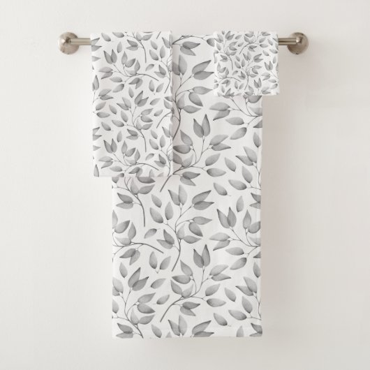 Modern Bleek grijs en wit lederen patroon Bad Handdoek (Insitu)