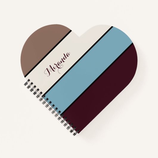 Modern Block Stripes Jouw naam Heart Shaped Notitieboek (Voorkant)