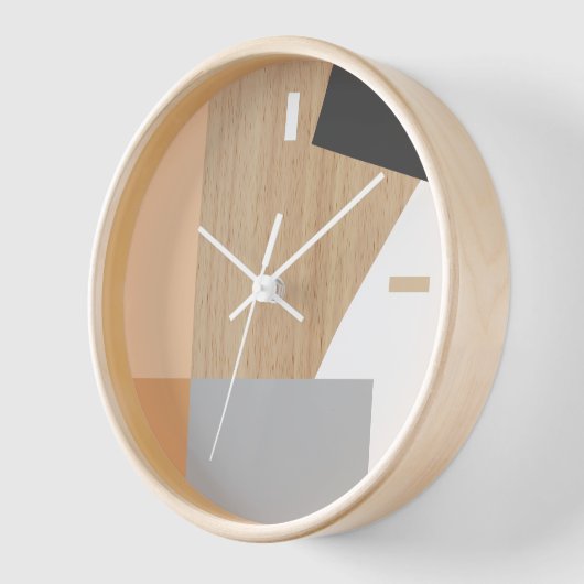 Modern Block Stripes Pattern Art over Faux Woodgra (Hoek)