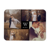 Modern Block Wedding Monogram Photo Collage Magnet Magneet (Horizontaal)