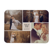 Modern Block Wedding Monogram Photo Collage Magnet Magneet (Horizontaal)