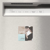 Modern Blocks Bewaar de datum Bruin & Blauwgroen Magneet (Insitu (Vaatwasser))