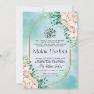 Modern Bloemblad Blauw Islamitische Aqiqa Aqeeqa B Kaart