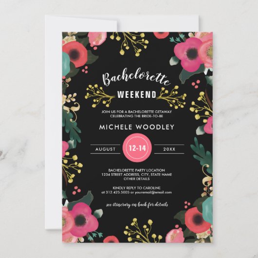 Modern Bloemen Bachelorette Weekend Kaart (Voorkant)