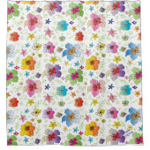 Modern Bloemen Bloemen Patroon Kleurrijke Kunst Douchegordijn (Voorkant)