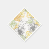 Modern Bloemen Grijs Geel Grijs Servetten (Hoek)