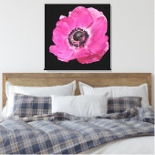 Modern Bloemen Levendig Helder Roze Poppy Zwart Canvas Afdruk (Insitu (Slaapkamer))