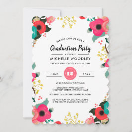 Modern Bloemen Schilderen Custom Graduation Party Kaart