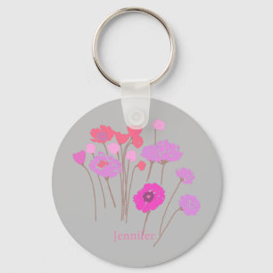 modern bloemgrijs sleutelhanger