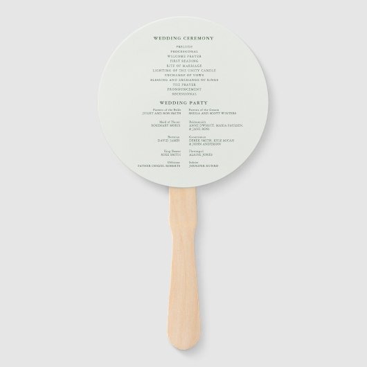 Modern bloemig geometrisch groen bruiloft programm handwaaier (Achterkant)