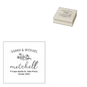 Modern bloemig koppel retouradres rubberstempel (Gestempeld)