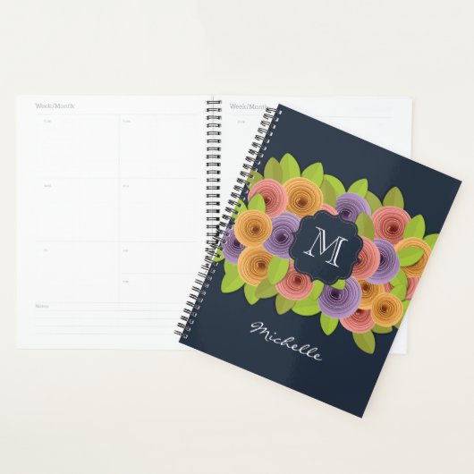 Modern Bloemmonogram met Script Name Planner (Display)