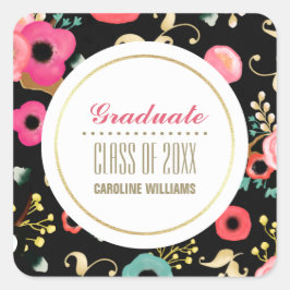Modern bloemmotief op maat Afstuderen Vierkante Sticker