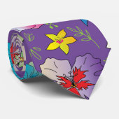 Modern bloemmotief Waterverf kleurrijk Stropdas (Opgerold)