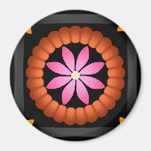 Modern bloemontwerp op zwarte achtergrond magneet (Voorkant)