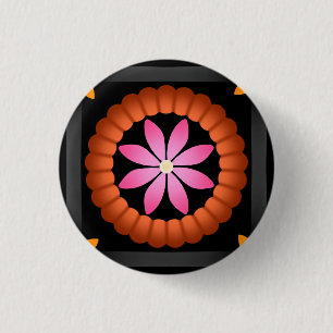 Modern bloemontwerp op zwarte achtergrond ronde button 3,2 cm