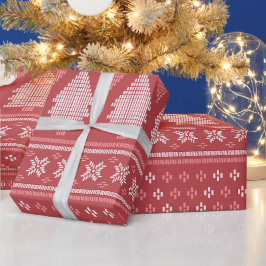 Modern blokachtig kerstboompatroon cadeaupapier