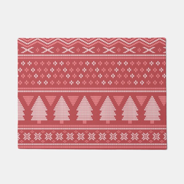 Modern blokachtig kerstboompatroon deurmat (Voorkant)