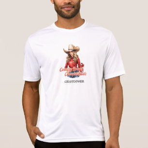 Modern  blond kerst cowgirl met pet t-shirt