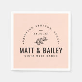 Modern Bloom Wedding Monogram | Blush Napkins Servet (Voorkant)