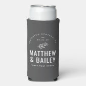 Modern Bloom Wedding Monogram | Koolstof (Seltzer Voorkant)