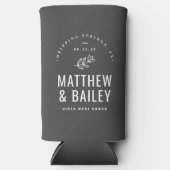 Modern Bloom Wedding Monogram | Koolstof (Voorkant)