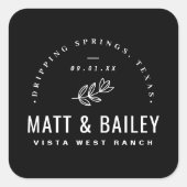 Modern Bloom Wedding Monogram Vierkante Sticker (Voorkant)