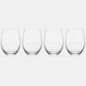 Modern Bloom Wedding Monogram Wijnglas Zonder Voet (Achterkant)